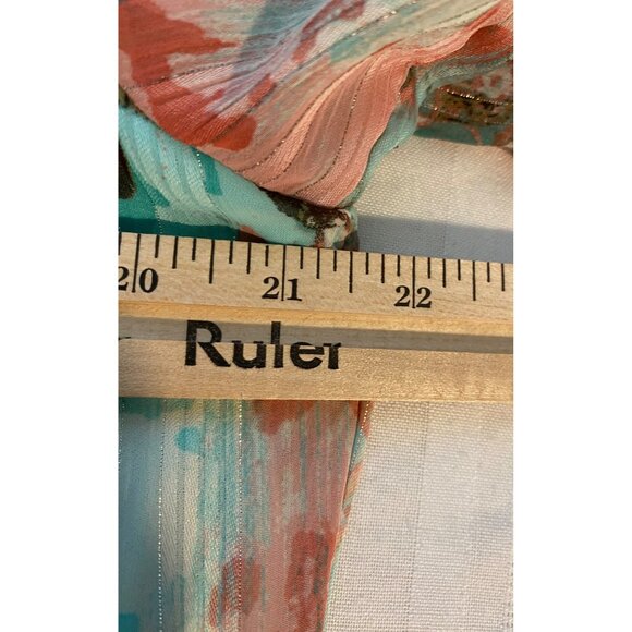 Sara Michelle Womens 1X Teal Pink Paisley Short Sleeve Top Lined Flowy Feminine - Picture 7 of 16